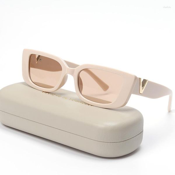 Lunettes de soleil Retro Small Frame Cat Eye for Women 2023 Luxury v Sun Grasses Men Fashion Jelly With Metal Hinges