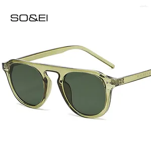 Lunettes de soleil rétro carrées à rivets pour hommes et femmes, nuances vert foncé, UV400, tendance