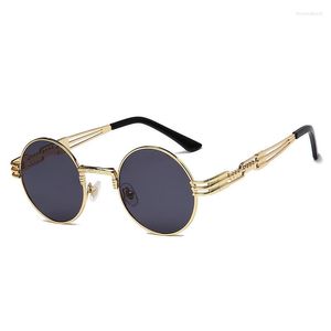 Gafas de sol Retro Steampunk para hombres y mujeres, diseñador Steam Punk, gafas redondas de moda, gafas de sol clásicas para fiestas