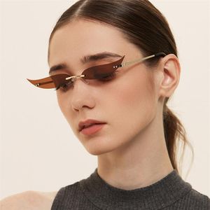 Lunettes de soleil rétro femmes sans monture feuilles luxe hommes femmes mode nuances UV400 Vintage lunettes lunettes de soleil