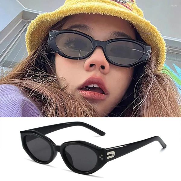 Gafas de sol Retro para mujer, remache de ojo de gato, alta gama INS, moda de diseñador de marca, viseras de sol diseñadas, venta al por mayor, UV40, 2024
