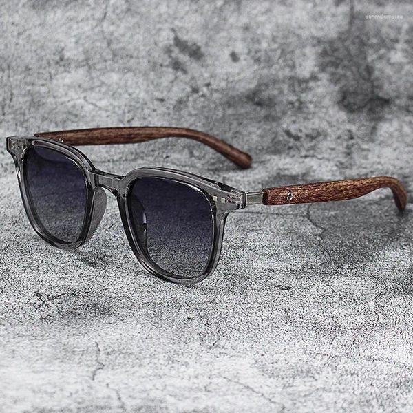 Gafas de sol Retro Grano de madera para hombres Diseñador Conducción Gafas de sol Gafas de protección UV polarizadas al aire libre