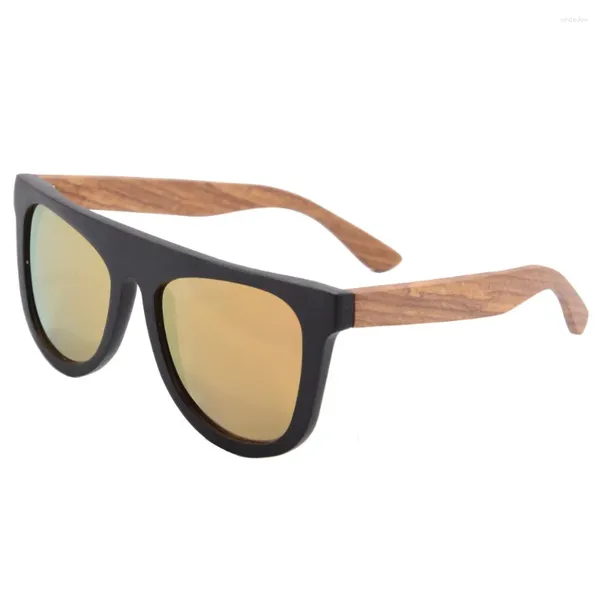 Lunettes de soleil rétro bois polarisées lunettes de soleil ébène en bois hommes femmes nuances rondes avec boîte en tissu 6002