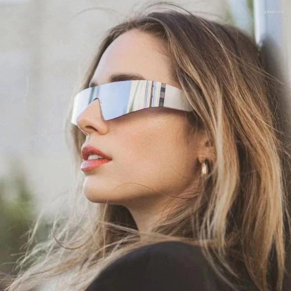 Gafas de sol Retro Wrap Eyewear Siamese Punk Sport Hombres Deslumbrantes Moda Gafas de mujer Temperamento Tendencia