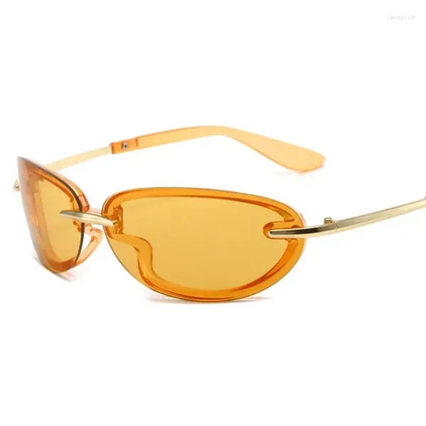 Lunettes de soleil rétro Y2K ovales pour femmes, lunettes de luxe pour yeux de chat, UV400, mode couleur bonbon, lunettes de soleil pour hommes et femmes, lunettes de sport miroir