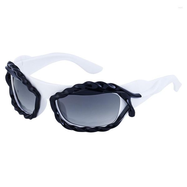 Gafas de sol Retro Y2K para mujer, gafas irregulares de ojo de gato a la moda para hombre, gafas de espejo plateadas, gafas únicas Punk Sun UV400