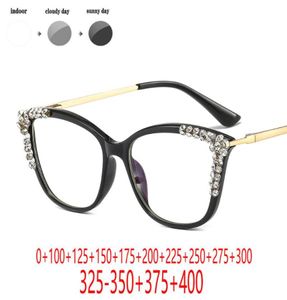 Gafas de sol Rhinestone Cat Progressive Multifocal Transition Pochromic Reading Glasses Puntos para el lector cerca de la vista lejana FML5620514