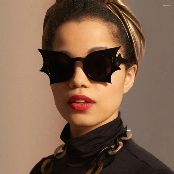 Gafas de sol sin montura en forma de murciélago novedad protección UV 400 gafas coloridas gafas de Halloween Cosplay/fiesta disco