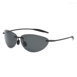 Gafas de sol sin montura polarizadas conducción Matrix Neo estilo hombres anti-azul luz UV400 gafas de sol ultraligeras