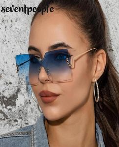 Zonnebrillen Randless Square Women 2022 El oversized frameloze zonnebril voor dames Fashion Big Frame Sunglass7110845