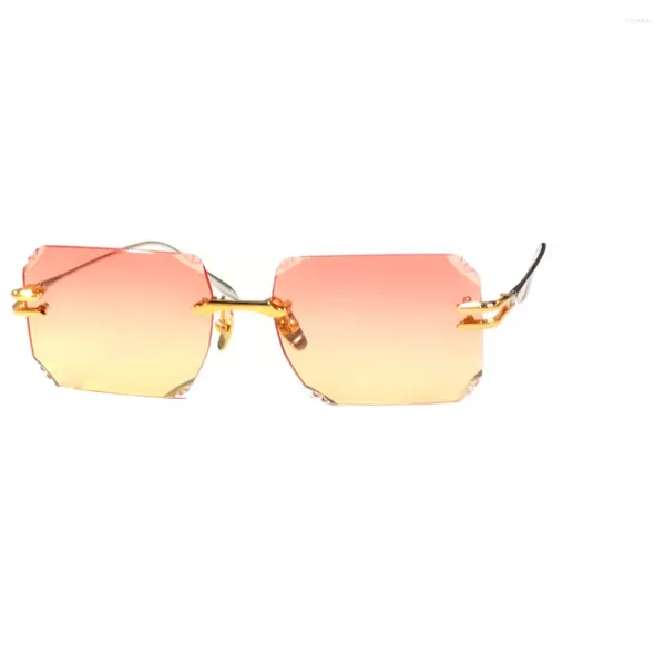 Gafas de sol sin montura mujeres hombres 2024 diseñador de moda gafas de sol cuadradas gafas sin marco UV400