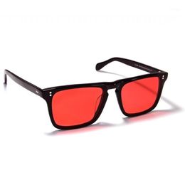 Occhiali da sole Robert Downey per occhiali con lenti rosse Moda retrò da uomo Designer di marca Montatura in acetato Eyewear316f