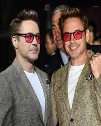 Lunettes de soleil Robert Downey pour lentilles rouges Mode Rétro Hommes Marque 2021 Cadre en acétate avec lunettes de pêche14465492