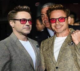 Lunettes de soleil Robert Downey pour les lentilles rouges Fashion Retro Men Brand 2021 Cadre d'acétate avec lunettes de pêche13490147