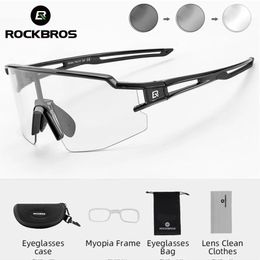 Lunettes de soleil Rockbros lunettes de cyclisme Uv400 photochromique Protection solaire lunettes de sport lunettes de vélo vtt route myopie cadre lunettes de soleil de vélo