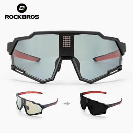Zonnebrillen Rockbros-zonnebril Gepolariseerde fietsbril Elektronische kleurveranderingsbril Uv400 Veiligheidsfietsbril Sportbril