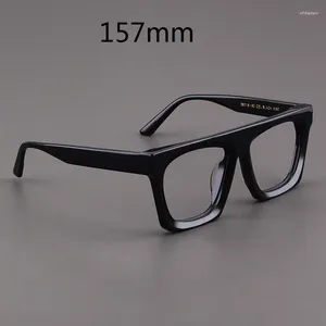 Zonnebril Rockjoy 157mm Oversized Mannen Leesbril Vrouwen Zwarte Brillen Frame Mannelijke Acetaat Transparante Platte Top Bril Optische