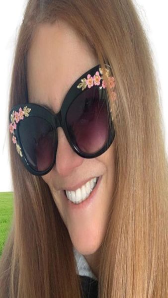 Lunettes de soleil Rose Fancy Decorative Eyewear Fashion Retro Design Flower Fleurs Vintage Metal Pink Flores Cat Eye Fiori Sun Sunes6669557