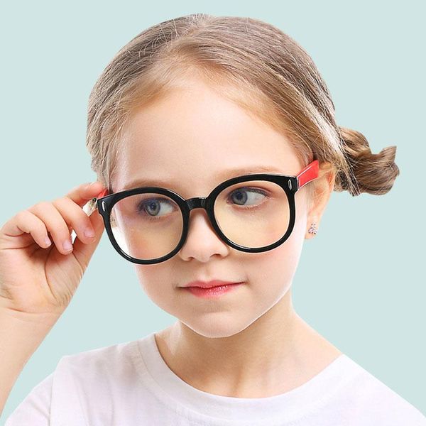 Lunettes de soleil rondes anti lumière bleue lunettes enfants garçon fille ordinateur lunettes cadre optique flexible réfléchissant TR90 lunettes de prescription claires