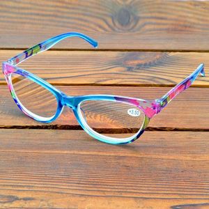 Lunettes de soleil Cadre de fleur bleu rond des lunettes de lecture de mode multi-revêtements rétro entier 0,75 à 4