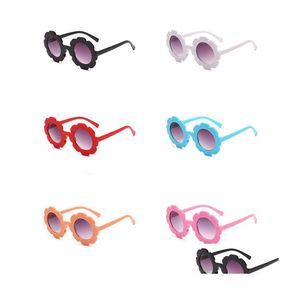 Gafas de sol Redondas Flor Niñas Niños Gafas Lindas Gafas de playa al aire libre para niños Drop Entrega Accesorios de moda DH31X