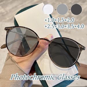 Zonnebrillen Ronde frame Pochromic leesbril Mannen vrouwen progressieve multifocale brillen ultralicht HD -lens far sight -bril