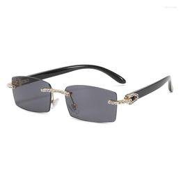 Zonnebrillen S92185 Bling Stregtregel voor vrouwen rechthoekige randloze zonnebril Lunette de Soleil Drop