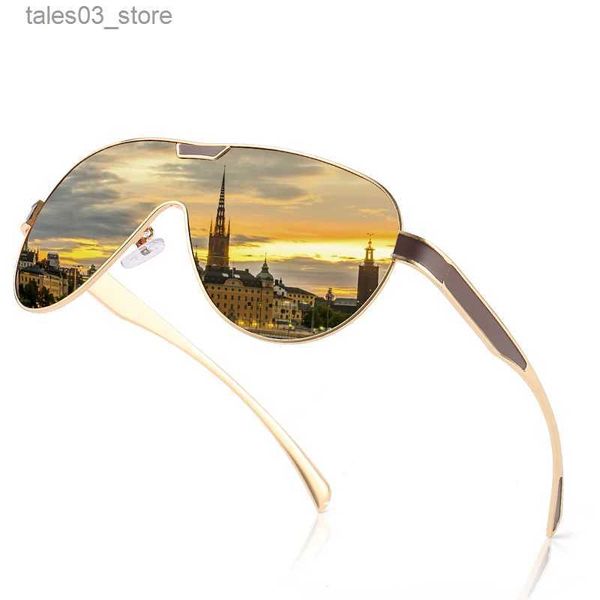 Lunettes de soleil SC une pièce forme hommes lunettes de soleil polarisées élastique peinture Surface lunettes de soleil femmes sport bouclier lunettes surdimensionnées lunettes 2020 Q231118