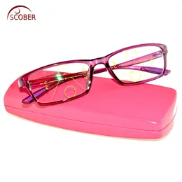 Lunettes de soleil SCOBER Progressive Multifocal Reading Glasses Purple Square TR90 Ultralight Super Strong Voir de près et de loin TOP 0 AJOUTER 1 à 4