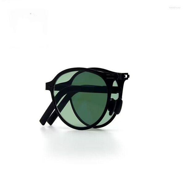 Gafas de sol sin tornillos de acero inoxidable plegables para hombre, gafas de sol de tendencia a la moda para mujer, gafas de diseñador de marca, protección UV400