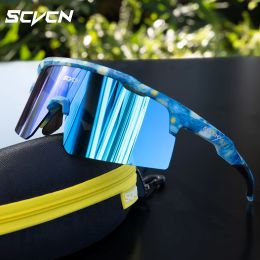 Lunettes de soleil Scvcn Nouvelles lunettes de soleil cyclistes hommes MTB Lunets de vélo UV400 LES LENSE PHOTOCHROMIQU