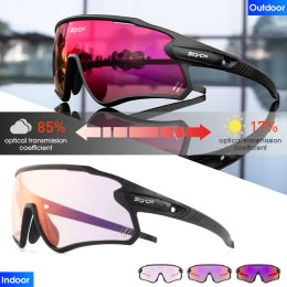 Lunettes de soleil SCVCN Bleu rouge photochromiques Sunglasses pour hommes Grape-cyclages Protection de lunettes de mode UV400 Classic MTB Road Bike Eyewear