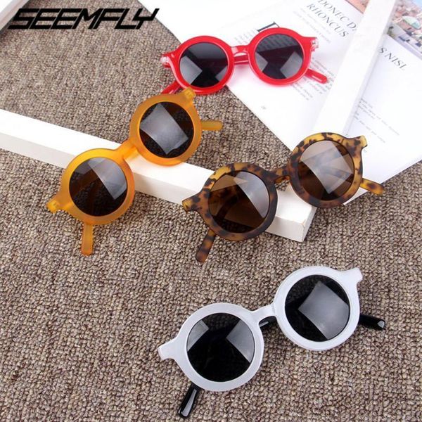 Gafas de sol Seemfly 2022 Moda Redonda Niños Niñas Niños Gafas Bebé Niños Anti-UV Gafas de sol Sombras Coloridas UV400 Gafas