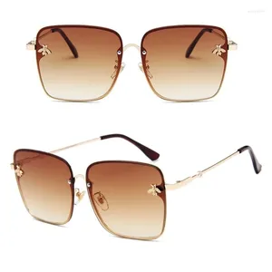 Lunettes de soleil Vente Marque Designer Bee Surdimensionné Dégradé UV 400 Verre De Soleil Coloré Miroir Carré Nuances Lunettes