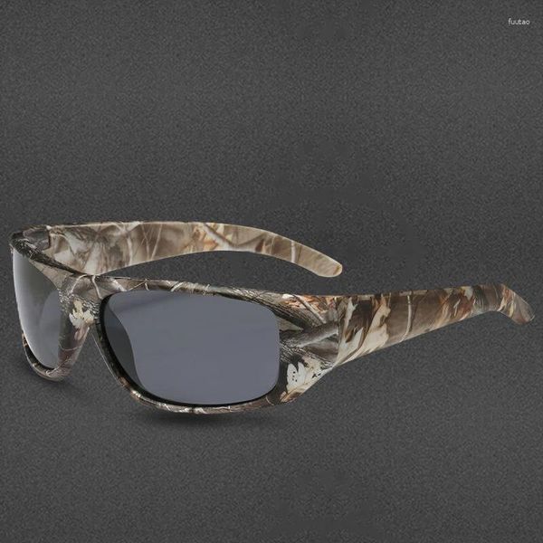 Gafas de sol Venta de camuflaje Deportes Montar para hombres Pesca Color Película Vintage Gafas polarizadas Marco elíptico