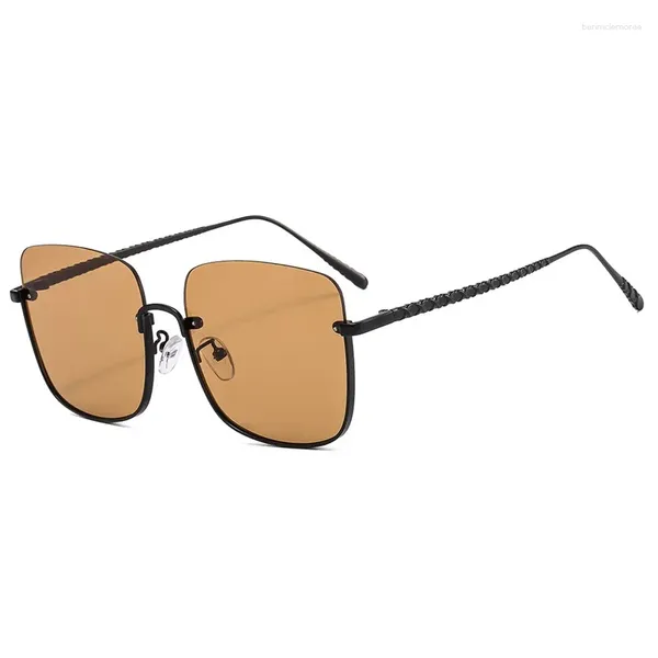 Lunettes de soleil semi-rimless classiques carrés hommes femmes femmes surdimensionnées vintage rétro gyeglasses 2024 Drive les lunettes de soleil en métal pour les lunettes de soleil