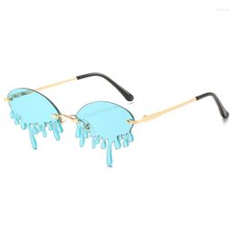 Lunettes de soleil Sexy Eyedrop femmes sans monture larmes Punk lunettes de soleil femme luxe tendance lunettes dames lunettes Gafas nuances