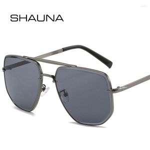 Lunettes de soleil SHAUNA mode métal Double ponts carré femmes luxe rétro marque concepteur dégradé UV400 Punk hommes lunettes de soleil
