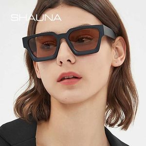 Lunettes de soleil SHAUNA Ins populaires femmes lunettes de soleil carrées rétro hommes couleur ombre UV400 J240330