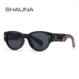 Zonnebril SHAUNA Ovale Brede Benen Vrouwen Retro Klinknagels Gradiënt Tinten UV400 Mannen Mode Zonnebril