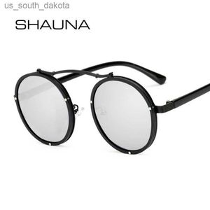 Zonnebrillen Shauna Populaire vrouwen rond zonnebrillen merkontwerper Vintage Men Mat Frame Sun Glazen UV400 L230523