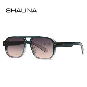 Lunettes de soleil Shauna Retro Double Bridges Square Sunglasses Femmes Femmes Gradient Shades UV400 Fashion Brand Designer Rivets Men Sun Glasshes 240416