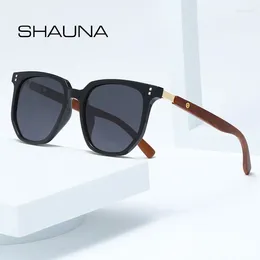 Lunettes de soleil Shauna Retro Nails Square Fashion Wood Graining Shades UV400