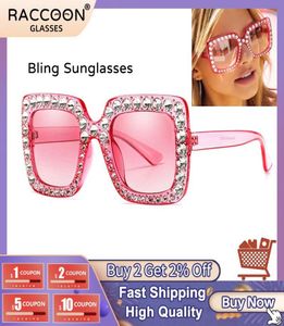 Gafas de sol Diamante brillante Mujeres Cuadrado Gafas de cristal brillante Flash Rhinestones Gafas de sol Mujer Bling Espejo Marca Design9143477