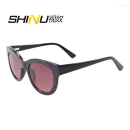 Lunettes de soleil Lunes de prescription de la marque Shinu pour femmes Loyaux oculaires de chat rouge et gris filles -75 à -300