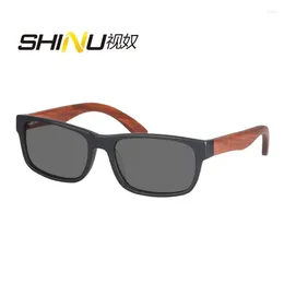 Gafas de sol SHINU Hombres de madera Gafas de sol polarizadas Visión única Prescripción Conducción Acetato Miopía Dioptría