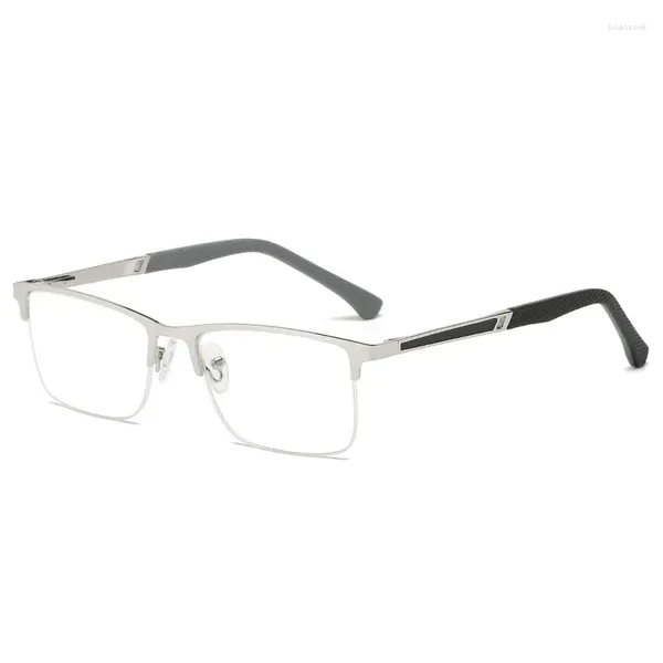 Lunettes de soleil monture en métal argenté lunettes de lecture hommes lunettes d'affaires optique Anti lumière bleue presbytie avec miroir de classe