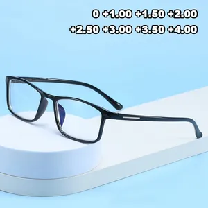 Lunettes de soleil Simple Black TR90 LICE DE LECTURE PRESBYOPIE Men Square Anti-Blue Light Eyewear Frames Farsight Eyeglass avec 0 à 4,0