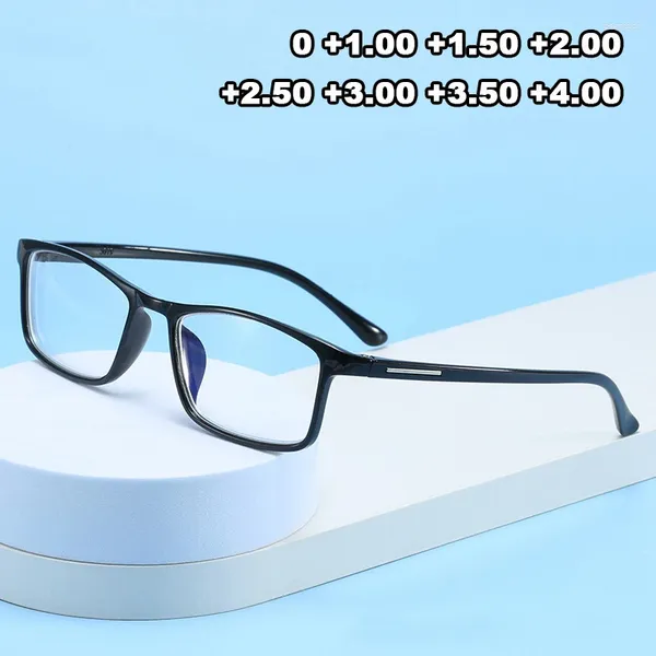 Lunettes de soleil Simple Black TR90 LICE DE LECTURE PRESBYOPIE Men Square Anti-Blue Light Eyewear Frames Farsight Eyeglass avec 0 à 4,0