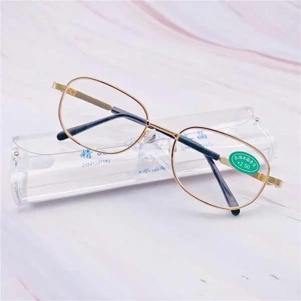 Lunettes de soleil Simplicité Mode HD Lunettes presbytes pour hommes femmes Métal Anti lumière bleue Lunettes de lecture claires Verre cristal